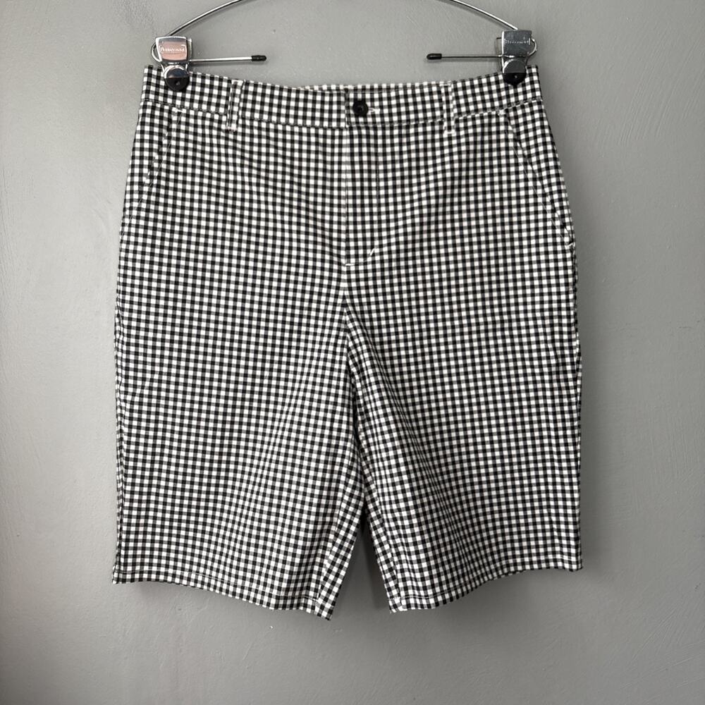 D&Co Bermuda Shorts Size 12 Black White Gingham Checkered Preppy Pin Up Retro